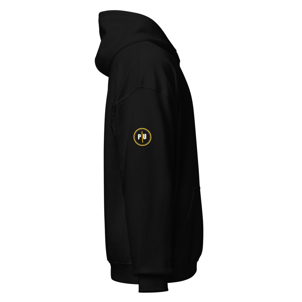 I Talk Shit hoodie, Style 2, Black, Gold accent, sleeve badge