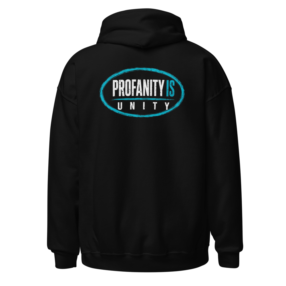 I Talk Shit hoodie, Style 3, Black, Cyan accent, back oval