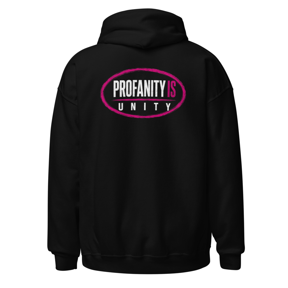 I Talk Shit hoodie, Style 3, Black, Pink accent, back oval