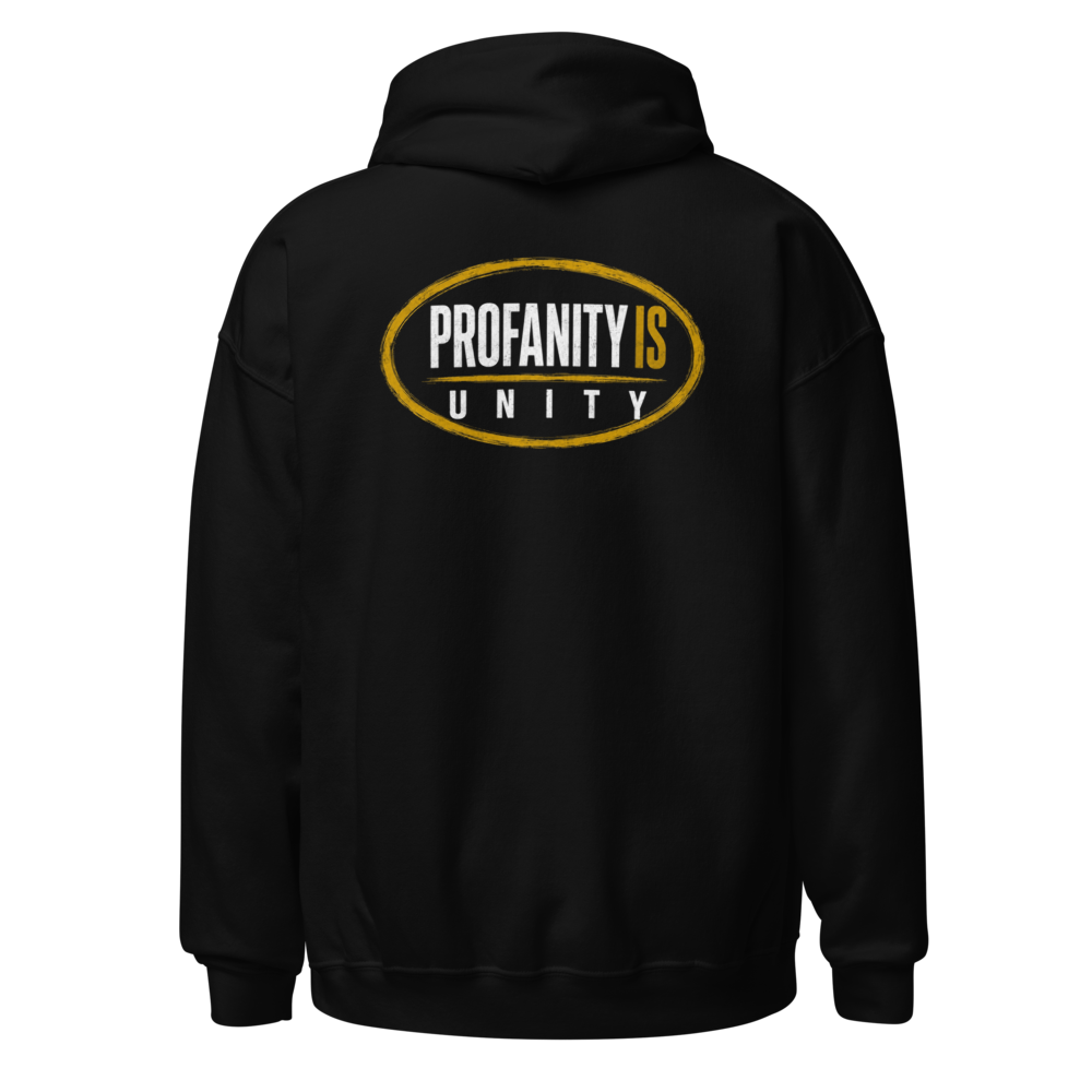 I Talk Shit hoodie, Style 3, Black, Gold accent, back oval