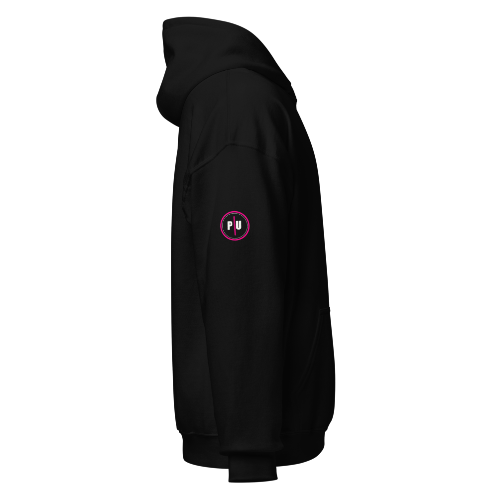 I Talk Shit hoodie, Style 2, Black, Pink accent, sleeve badge