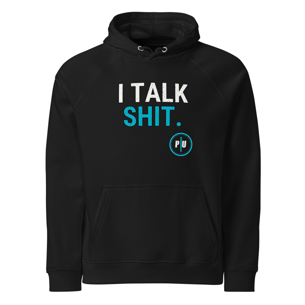 SOL'S 03568 hoodie, Black, Cyan accent, I Talk Shit front