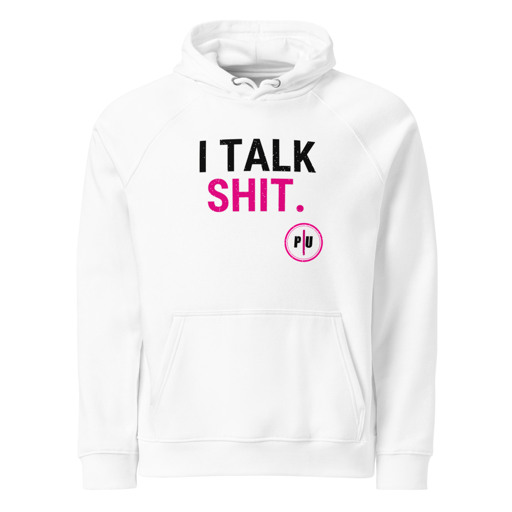 SOL'S 03568 hoodie, White, Pink accent, I Talk Shit front